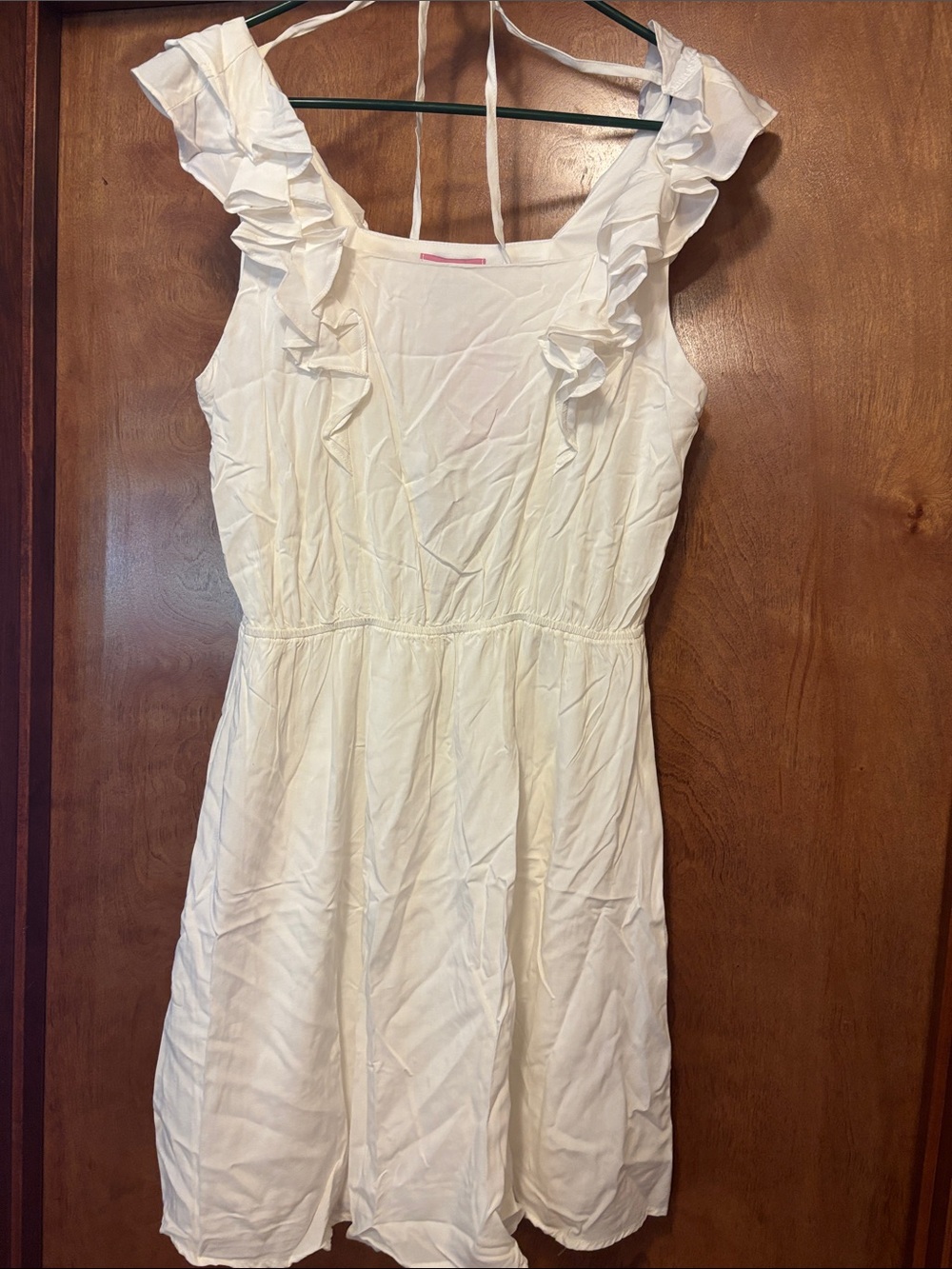 ANDREE BY UNIT White Ruffle Strap Mini Dress